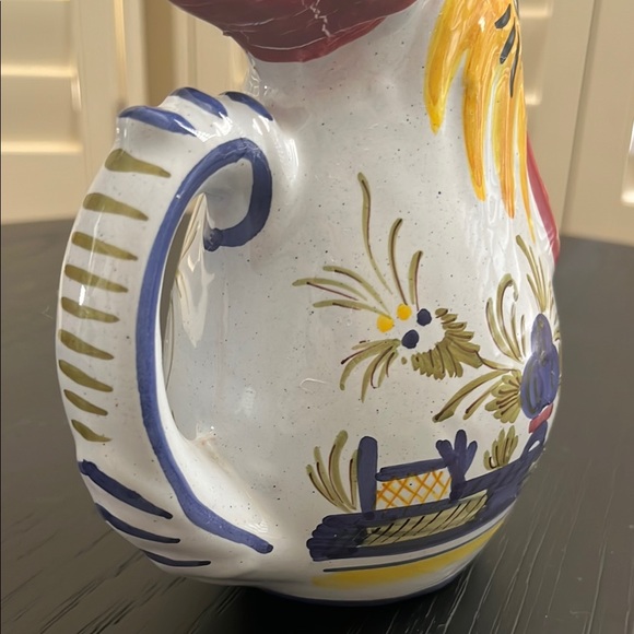 Vintage Signed Deruta Colorful Rooster Ceramic Hand Painted Pitcher from Italy - Picture 12 of 16